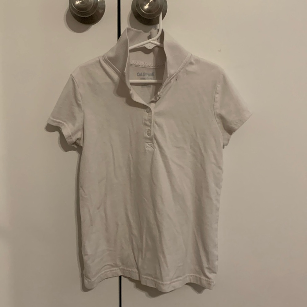 2 kids white Cat & Jack Polo Shirts size medium 7/8